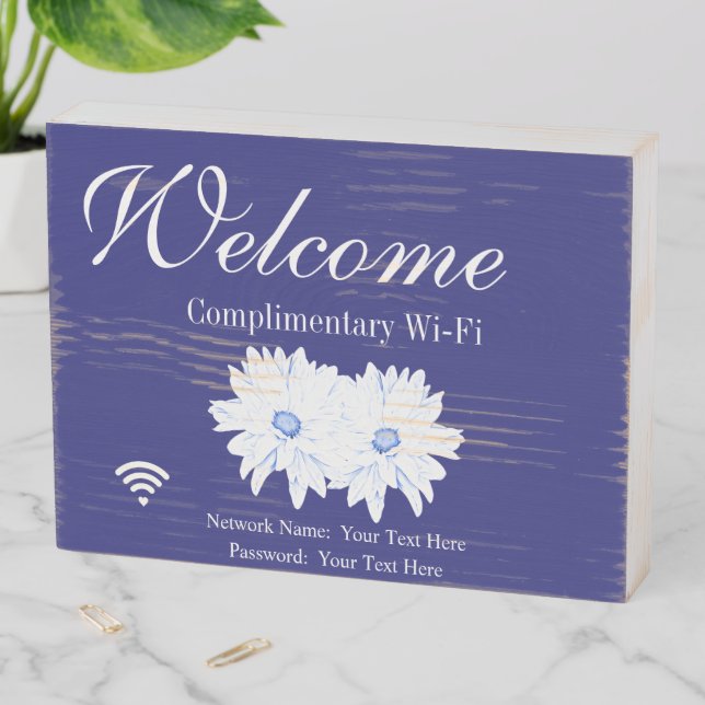 Welcome Wi-Fi Sign Business Library Wood Box Sign (In Situ Horizontal)