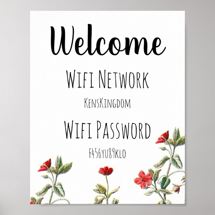 Welcome Wifi Password Poster Zazzle