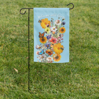 Welcome Wild Things Pollinator Garden Flag