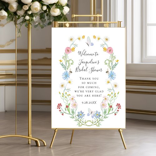 Welcome Wildflower Watercolor Floral Baby Shower Poster