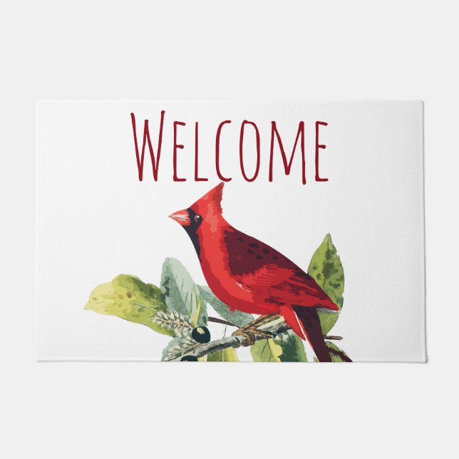 Welcome Winter Cardinal Doormat (Front)
