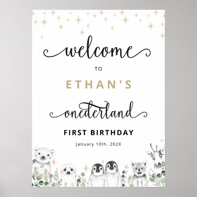Welcome Winter onderland Animals Birthday Poster (Front)