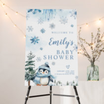 Welcome Winter Penguin Baby Shower sign