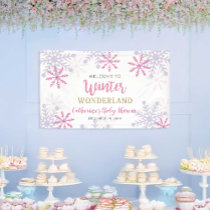 Welcome Winter Wonderland Baby Shower Snowflakes Banner