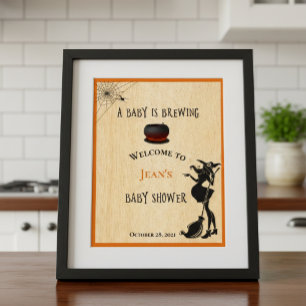 Welcome Witch Brewing Halloween  Baby Shower Poster