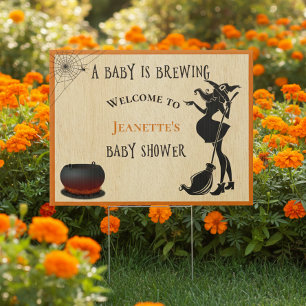 Welcome Witch Brewing Halloween  Baby Shower Sign