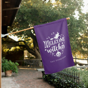 "Welcome Witches" Fun Halloween House Flag