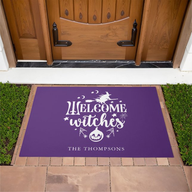 "Welcome Witches" Fun Halloween Themed Custom Doormat (Outdoor)