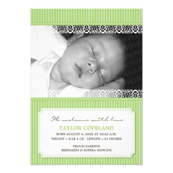 Welcome With Love Modern Baby Birth Announcement
