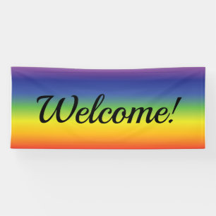 Welcome with rainbow colors background banner