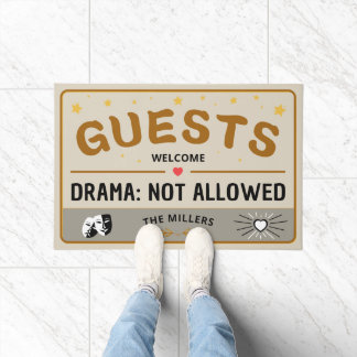 Welcome without drama, Family Name personalizable Doormat
