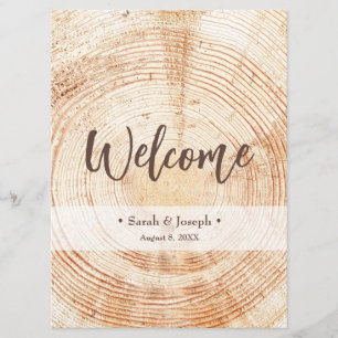 Welcome Wood Grain Rustic Wedding Program