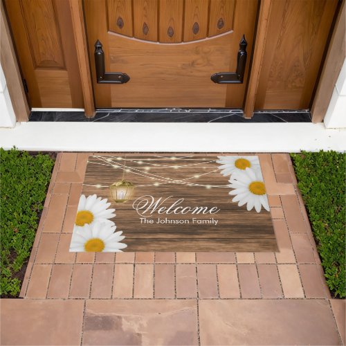 Welcome _ Wood Lantern and Daisies Doormat