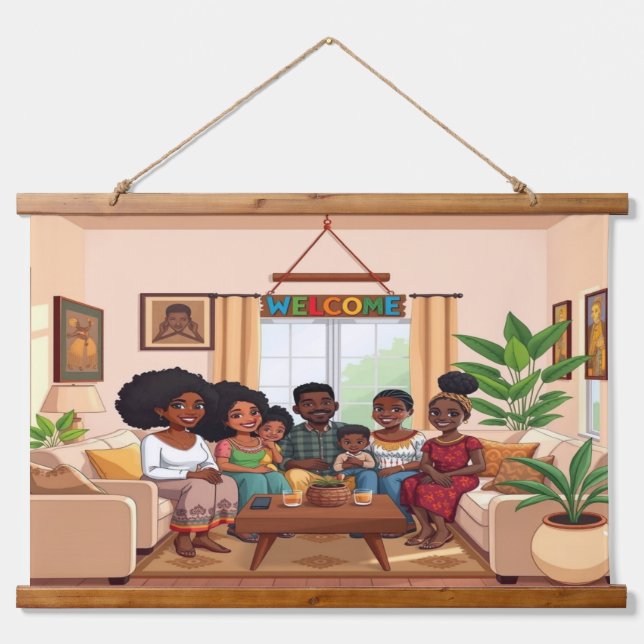 WELCOME Wood Topped Wall Tapestry (Front)