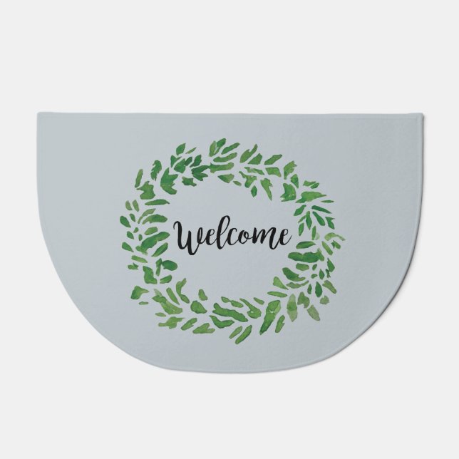 Welcome Wreath Farmhouse Floor Mat (Front)