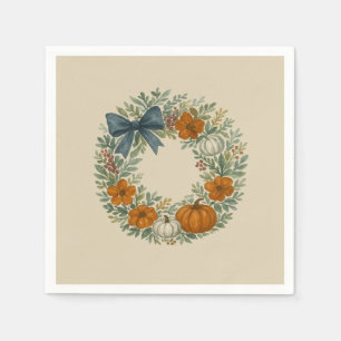 Welcome Wreath Gray Pumpkin Painting Napkins