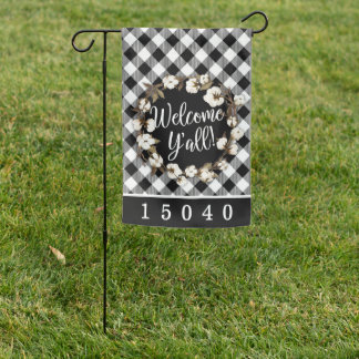 Welcome Y'all Cotton Wreath Flag