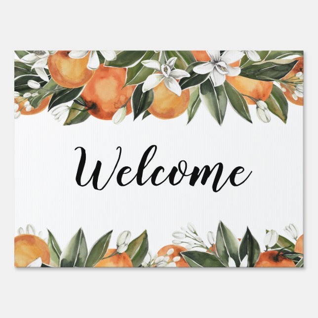 Welcome Yard Sign Citrus Bridal Shower Baby Shower (Front)