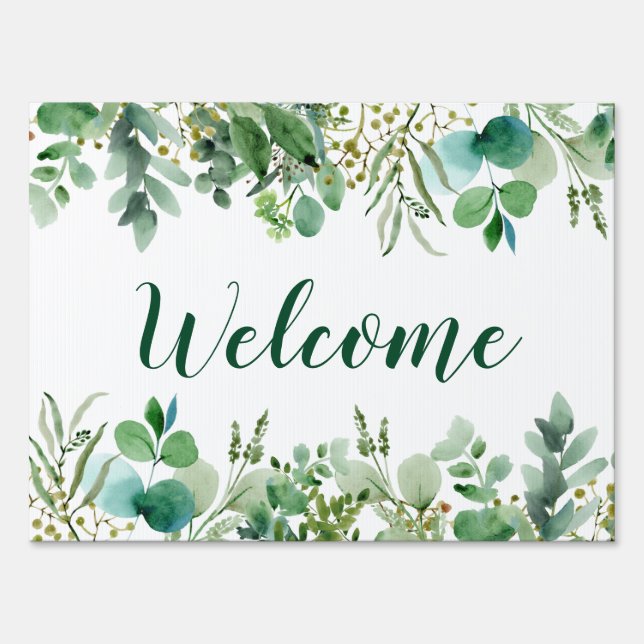 Welcome Yard Sign Eucalyptus Bridal Shower (Front)