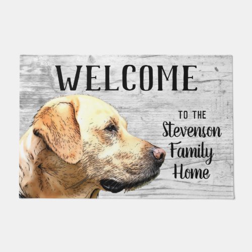 Welcome Yellow Lab Family Name Home Dog Labrador Doormat