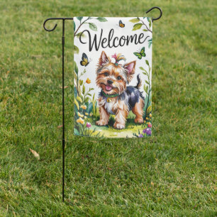 Welcome Yorkshire Terrier Garden Flag