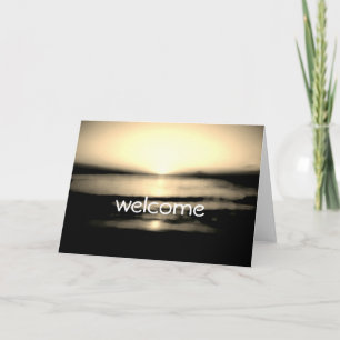 Welcome You All Beach Sunrise Wedding Letterpress Thank You Card
