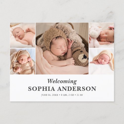  Welcoming Baby Photo Announcement Postcard