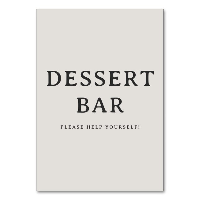 Welcoming Beige Serif Dessert Bar Sign Table Number (Front)