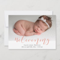 Welcoming - Birth announcement photo card