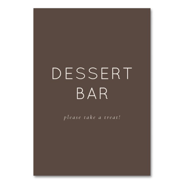 Welcoming Brown Minimalist Dessert Bar Sign Table Number (Front)