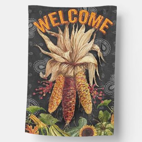 Welcoming Fall Weathered House Flag