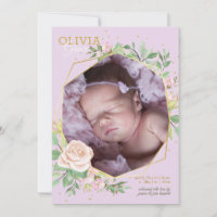 Welcoming Floral Photo Birth Announcement