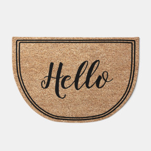 Welcoming Hello Script Faux Coir Design Doormat