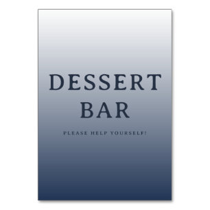 Welcoming Navy Blue Typographic Dessert Bar Sign Table Number