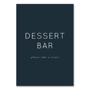 Welcoming Navy Minimalist Dessert Bar Sign Table Number