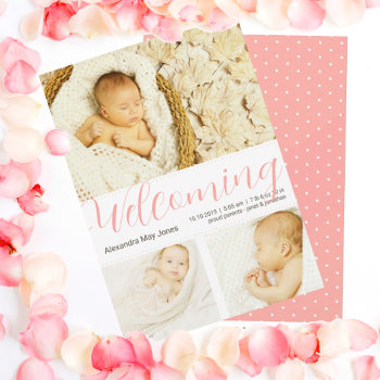 Welcoming New Baby Girl Photo Template by VillageDesign at Zazzle