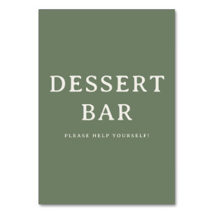 Welcoming Olive Green Minimalist Dessert Bar Sign Table Number