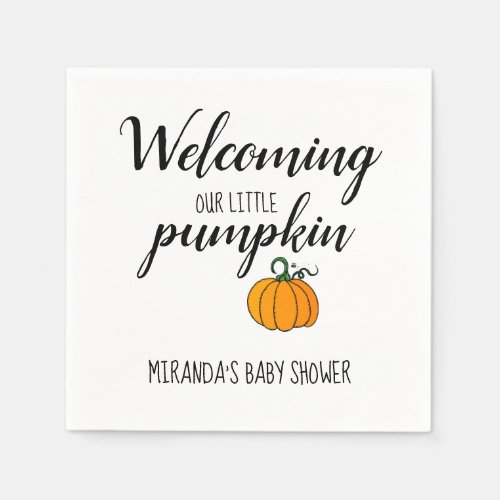 Welcoming our little Pumpkin Baby Shower Napkins