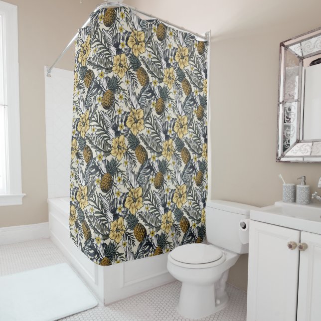 Welcoming Pineapple And Hibiscus  Shower Curtain (In Situ)