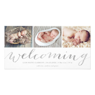 Welcoming Silver Script | Birth Announcement