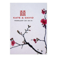 Welcoming Spring/Oriental Sakura Double Happiness Invitation