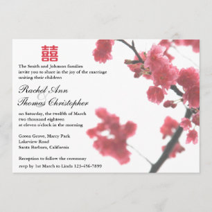 Welcoming Spring Sakura Double Happiness Wedding© Invitation