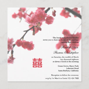 Welcoming Spring Sakura Double Happiness Wedding Invitation