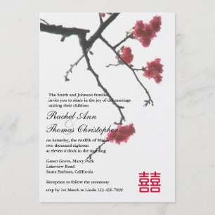 Welcoming Spring Sakura Oriental Zen Xi Wedding Invitation