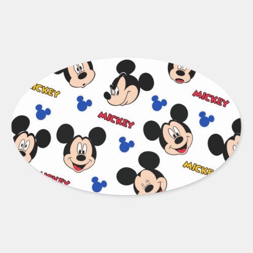 Welcoming the newborn with Mickey Mouse drawings Oval Sticker