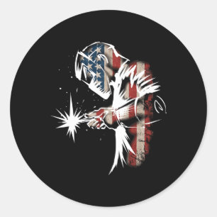 Welder American Flag Usa Patriotic Welder Gift Classic Round Sticker