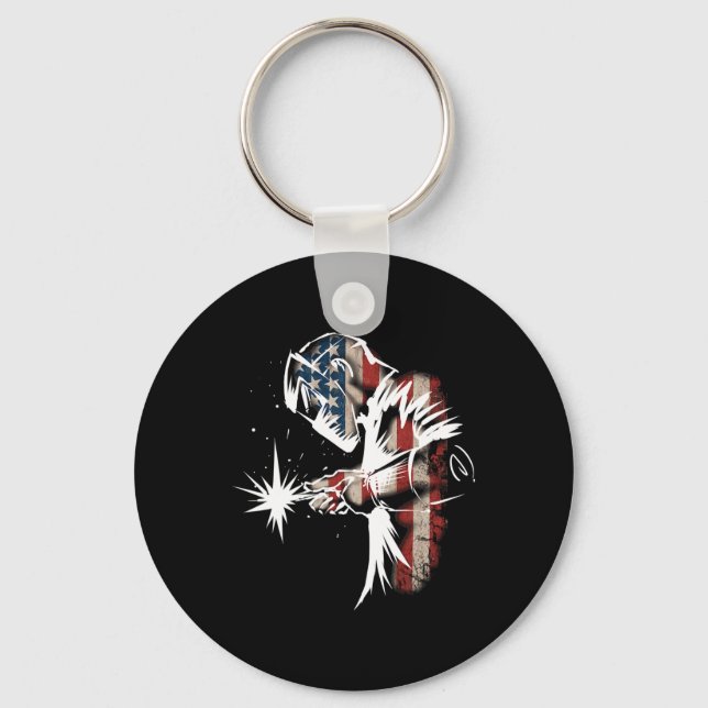 Welder American Flag Usa Patriotic Welder Gift  Keychain (Front)