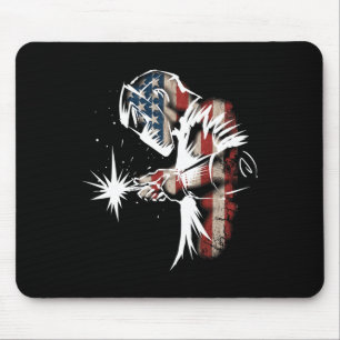 Welder American Flag Usa Patriotic Welder Gift  Mouse Pad