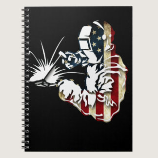 Welder American Flag USA Patriotic Welder Gift Notebook