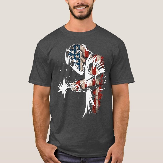 Welder American Flag USA Patriotic Welder Gift T-Shirt (Front)